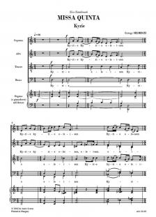 SELMECZI GYÖRGY - MISSA QUINTA PER CORO MISTO ED ORGANO (O PIANOFORTE)