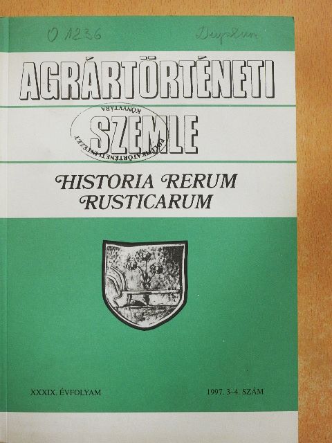 Csoma Zsigmond - Agrártörténeti Szemle 1997/3-4. [antikvár]