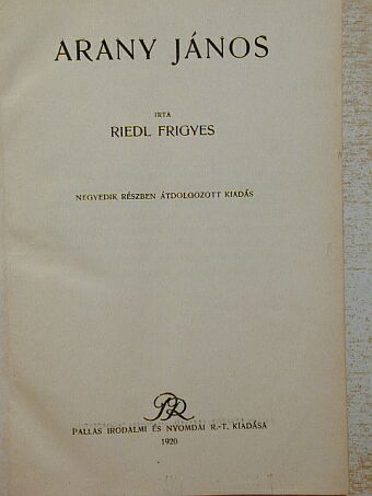 Riedl Frigyes - Arany János [antikvár]
