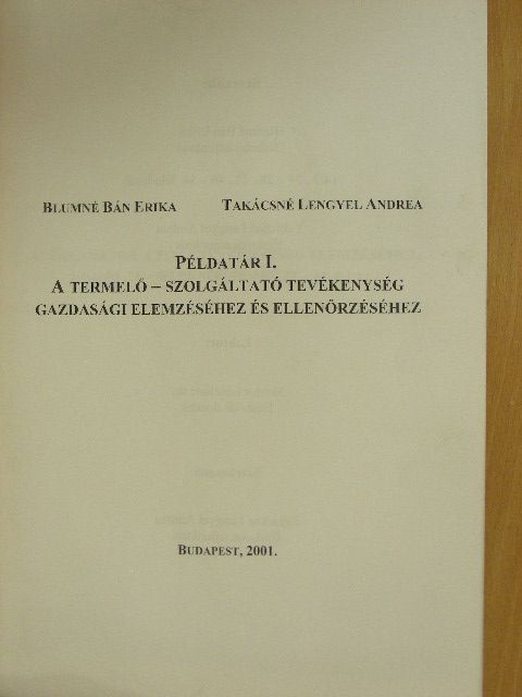 Blumné Bán Erika - Példatár I. [antikvár]