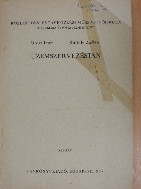 Orosz Imre - Üzemszervezéstan [antikvár]