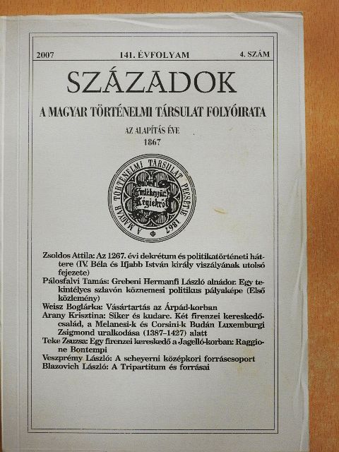 Blazovich László - Századok 2007/4. [antikvár]