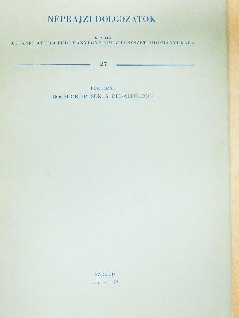 Für József - Bocskortípusok a Dél-Alföldön [antikvár]