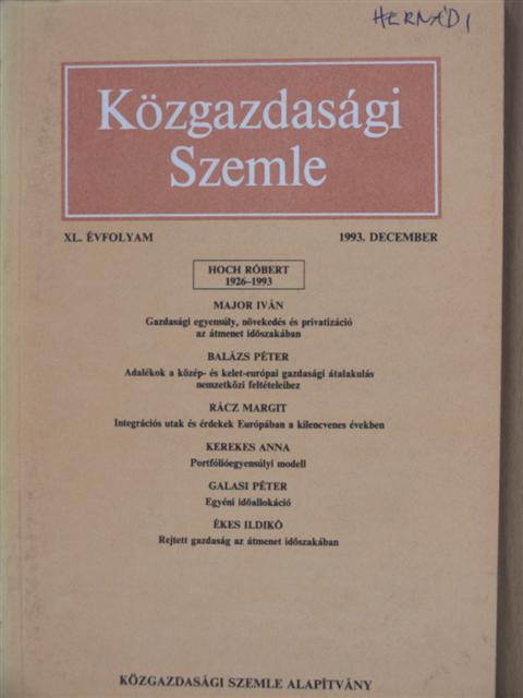 Balázs Péter - Közgazdasági Szemle 1993. december [antikvár]