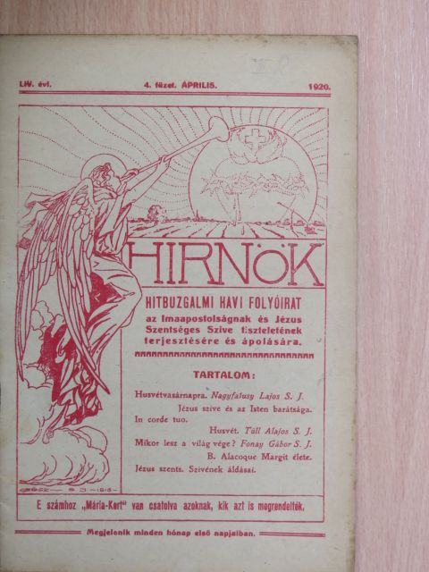 Fonay Gábor - Hirnök 1920. április [antikvár]