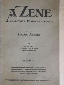 Sebestyén Ede - A Zene 1929. november 15. [antikvár]