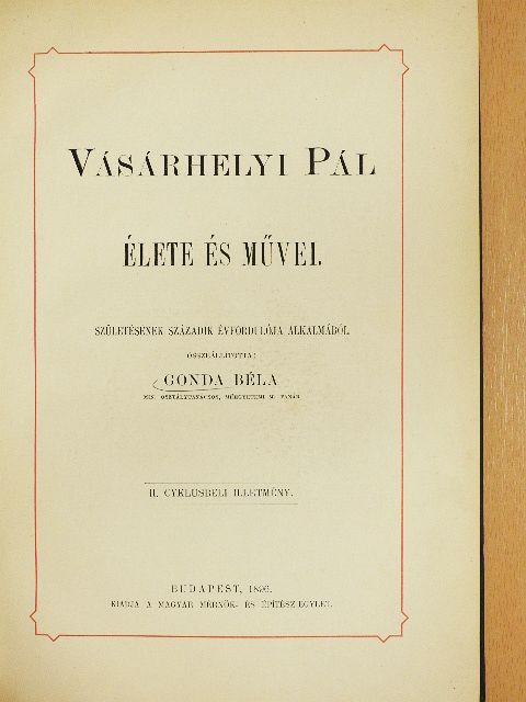 Vásárhelyi Pál élete és művei [antikvár]
