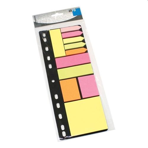 P1132-0524 - Öntapadós jegyzettömb szett Info Notes 315x120 mm vegyes színek gyűrűs betéten