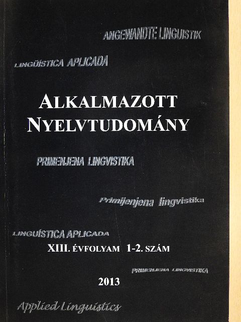Mátyás Judit - Alkalmazott Nyelvtudomány 2013/1-2. [antikvár]