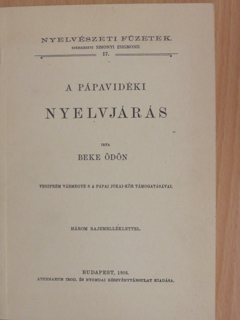 Beke Ödön - A pápavidéki nyelvjárás [antikvár]