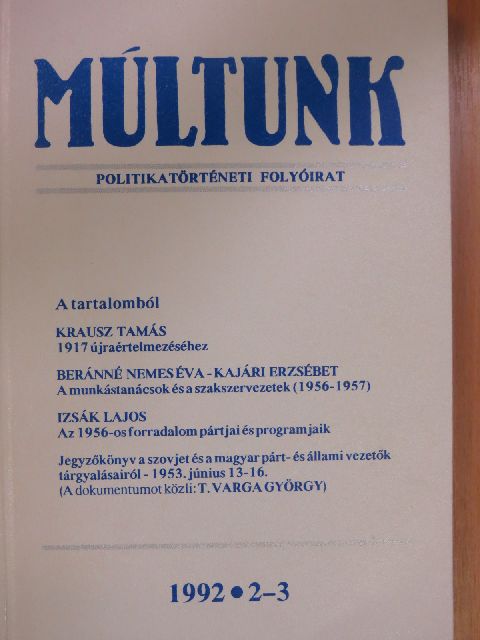 Beránné Nemes Éva - Múltunk 1992/2-3. [antikvár]