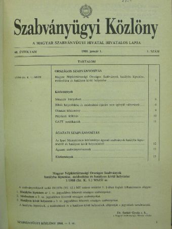Szabványügyi Közlöny 1988. január-december [antikvár]