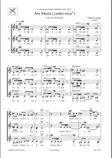 ORBÁN GYÖRGY - AVE MARIA ("SOTTO VOCE") - NŐIKARRA / VEGYESKARRA / ÉNEKHANGRA ZONGORAKÍSÉRETTEL / ZONGORÁRA