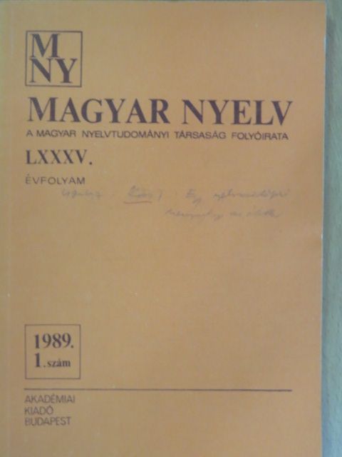 Kiss Lajos - Magyar Nyelv 1989/1-4. [antikvár]