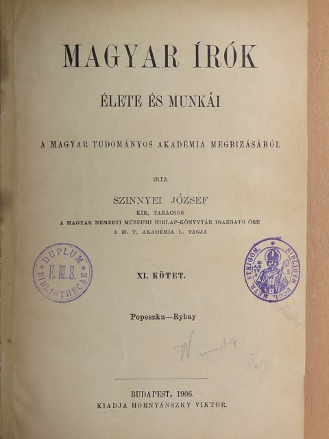 Szinnyei József - Magyar írók élete és munkái XI. (töredék) [antikvár]