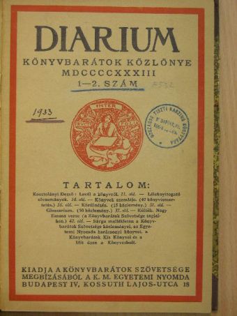 Gyallay Domokos - Diarium 1933/1-8. [antikvár]