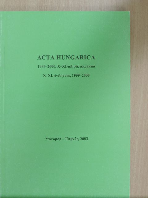 Béres Erzsébet - Acta Hungarica 1999-2000 [antikvár]