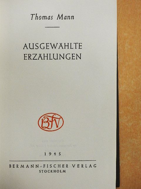 Thomas Mann - Ausgewählte Erzählungen [antikvár]