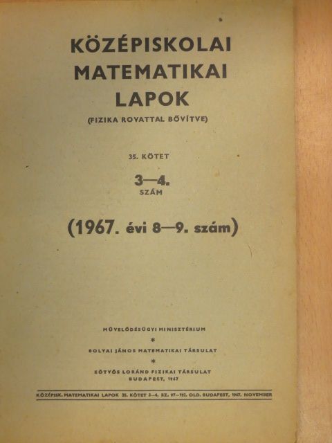 Tusnády Gábor - Középiskolai matematikai lapok 1967/8-9. [antikvár]