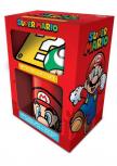 Ajándék szett - Super Mario - bögre (315 ml) piros - alátét - kulcstartó