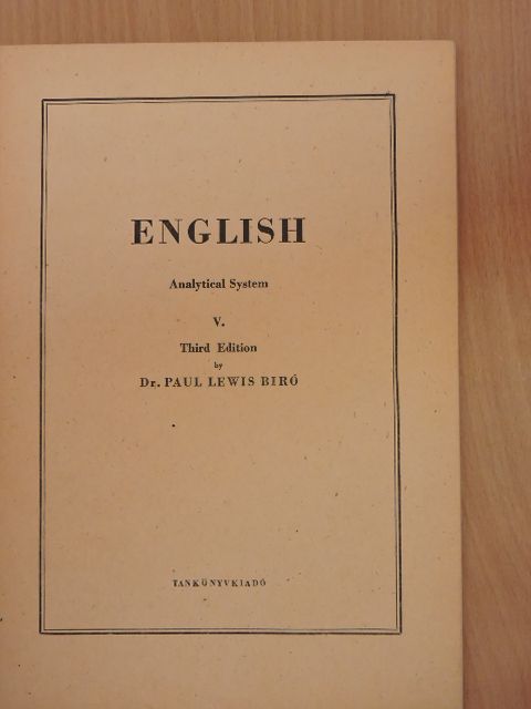 Dr. Bíró Lajos Pál - English V. [antikvár]