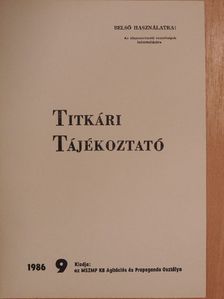 Titkári tájékoztató 1986/9. [antikvár]