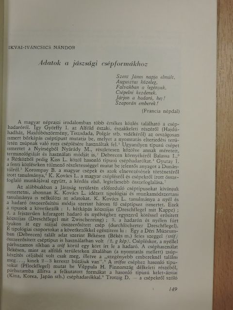 Ikvai-Iváncsics Nándor - Adatok a jászsági csépformákhoz (dedikált példány) [antikvár]