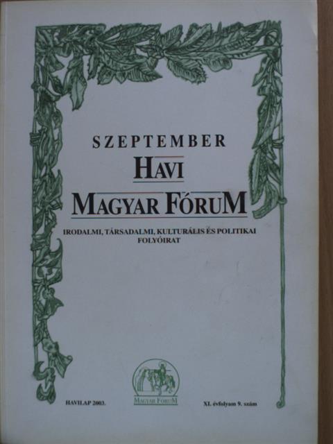 Angyal János - Havi Magyar Fórum 2003. szeptember  [antikvár]