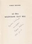 SIMOR ANDRÁS - Az óra kilenckor állt meg (dedikált) [antikvár]