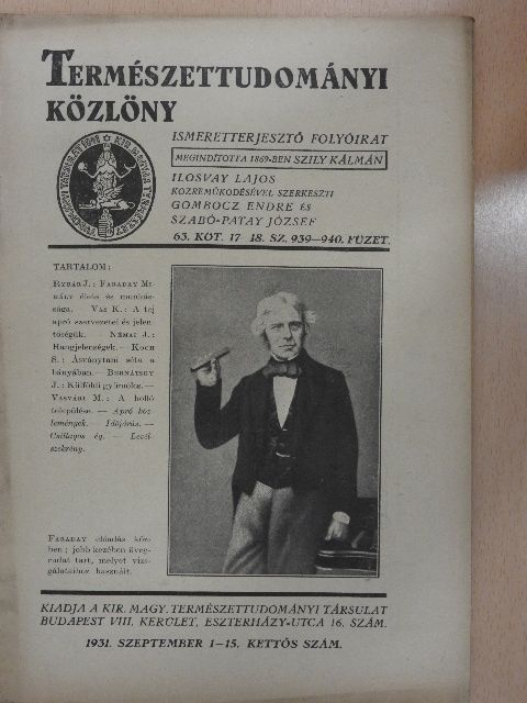 Dr. Bernátsky Jenő - Természettudományi Közlöny 1931. szeptember 1-15. [antikvár]