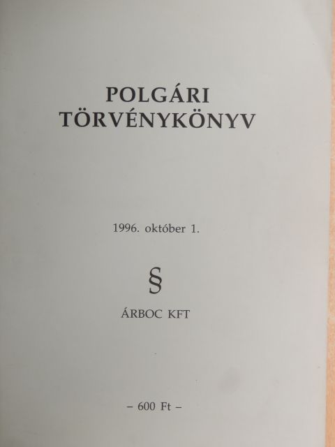 Polgári törvénykönyv [antikvár]