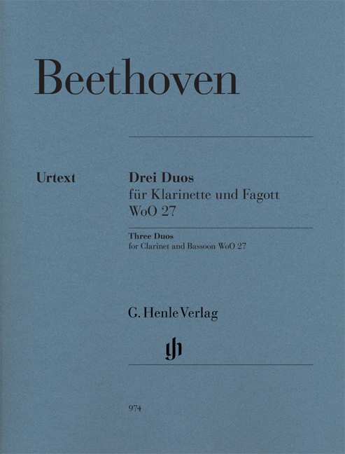 BEETHOVEN - DREI DUOS FÜR KLARINETTE UND FAGOTT WoO 27 URTEXT (EGON VOSS)