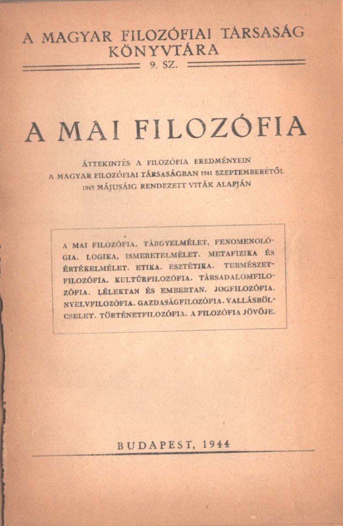 A mai filozófia [antikvár]