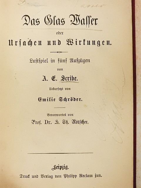 A. E. Scribe - Das Glas Wasser oder ursachen und wirkungen (gótbetűs) [antikvár]