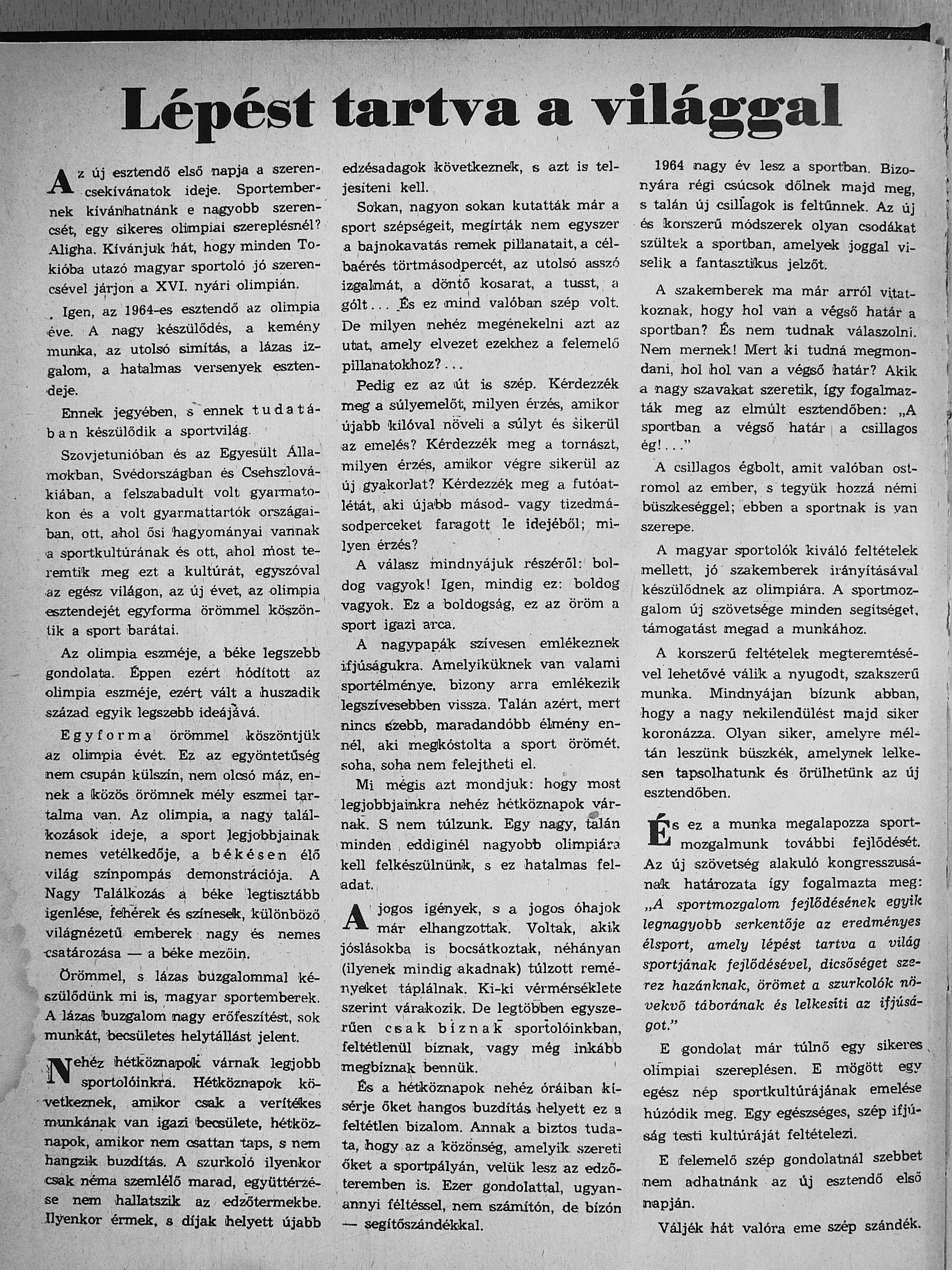 Képes Sport 1964. (nem teljes évfolyam) [antikvár]