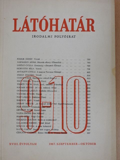 Antalffy Gyula - Látóhatár 1967. szeptember-október [antikvár]