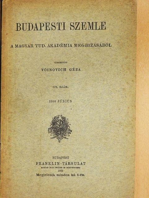 Bárd Miklós - Budapesti Szemle 233. kötet 679. szám [antikvár]