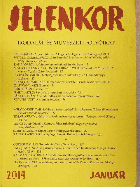Jenei László - Jelenkor 2014. január [antikvár]