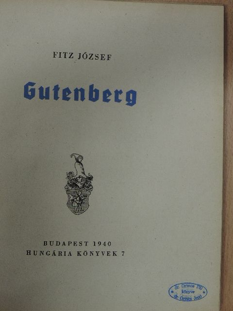 Fitz József - Gutenberg [antikvár]