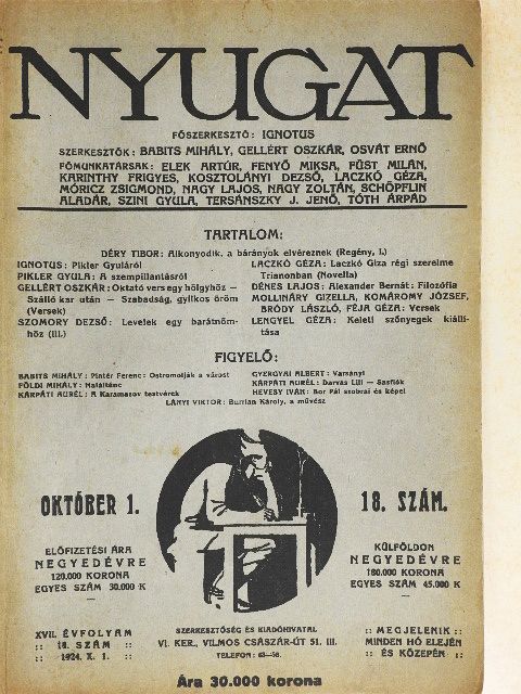 Dénes Lajos - Nyugat 1924. október 1. [antikvár]