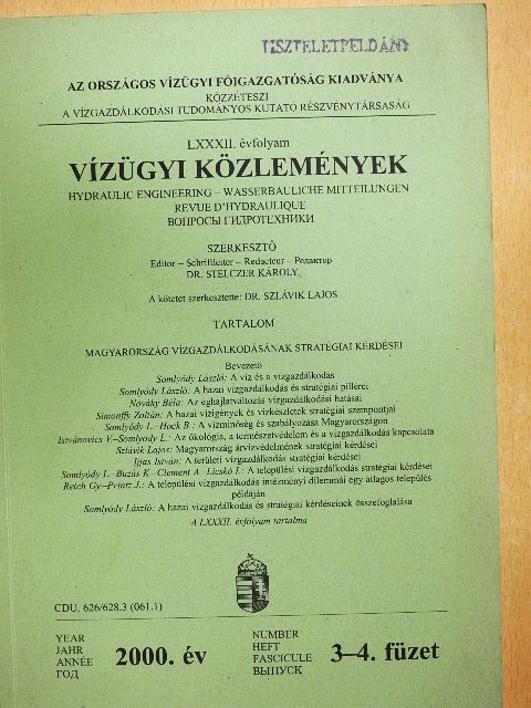 Nováky Béla - Vízügyi Közlemények 2000/3-4. [antikvár]