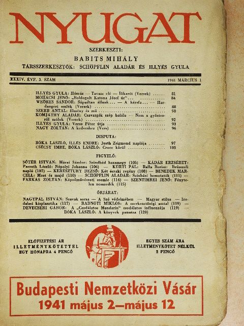 Benedek Marcell - Nyugat 1941. március 1. [antikvár]