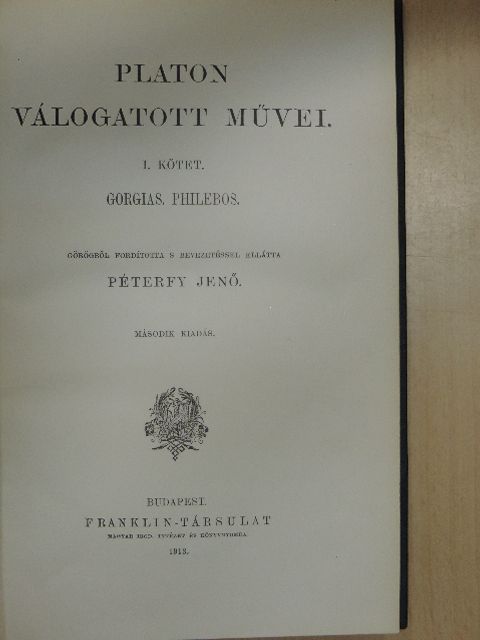 Platon - Platon válogatott művei I. [antikvár]