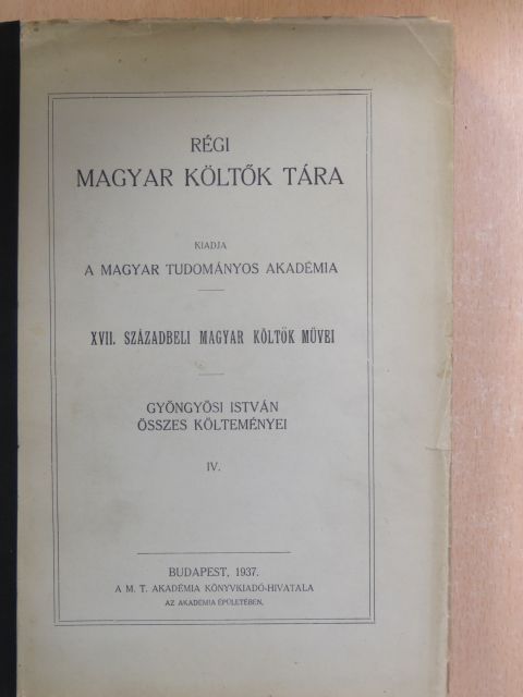 Gyöngyösi István - Gyöngyösi István összes költeményei IV. [antikvár]