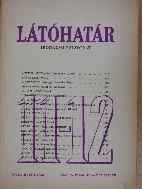 Antalffy Gyula - Látóhatár 1967. november-december [antikvár]