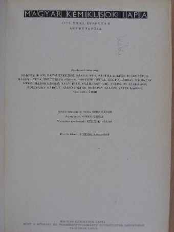 Magyar Kémikusok Lapja 1976. január-december [antikvár]