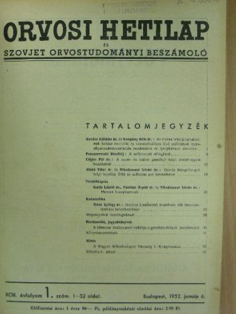 Orvosi Hetilap és Szovjet Orvostudományi Beszámoló 1952. január-július (fél évfolyam) [antikvár]
