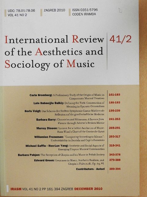 Barbara Barry - International Review of the Aesthetics and Sociology of Music - December 2010 [antikvár]