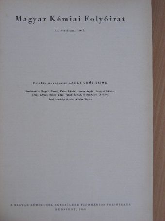 Flóra Teréz - Magyar Kémiai Folyóirat 1969. január-december [antikvár]