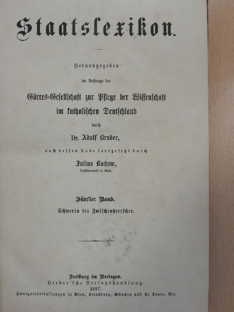 Staatslexikon V. (töredék) (gótbetűs) [antikvár]